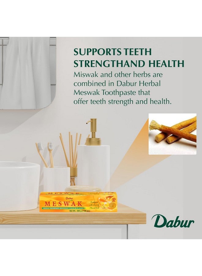 Dabur Meswak Toothpaste - Fluoride Free Toothpaste, Natural Toothpaste for Oral & Gum Health, Toothpaste for Dental Care. Natural Toothpaste with Miswak Essence, Daily for Oral Care (Pack of 3)