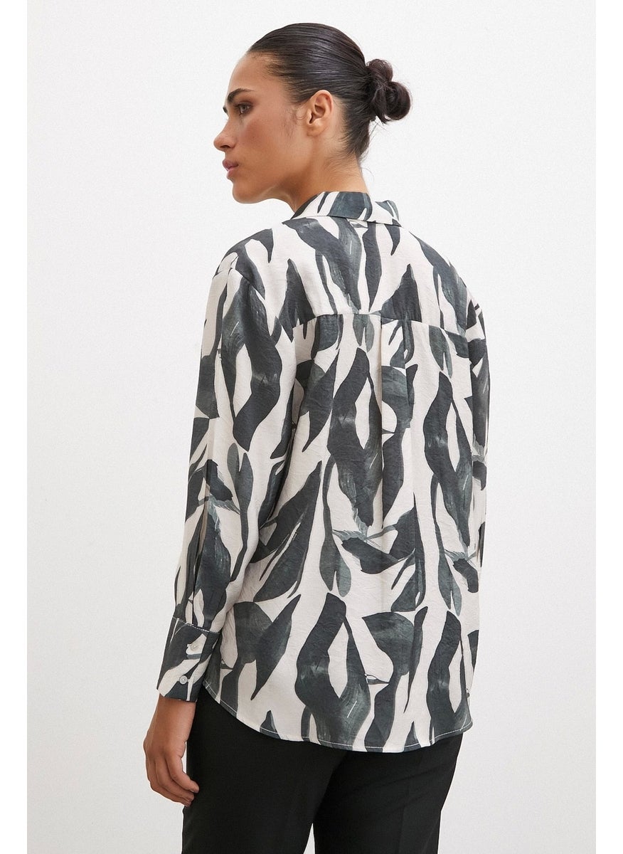 Never More Patterned Modal Shirt Khaki  - Image 4