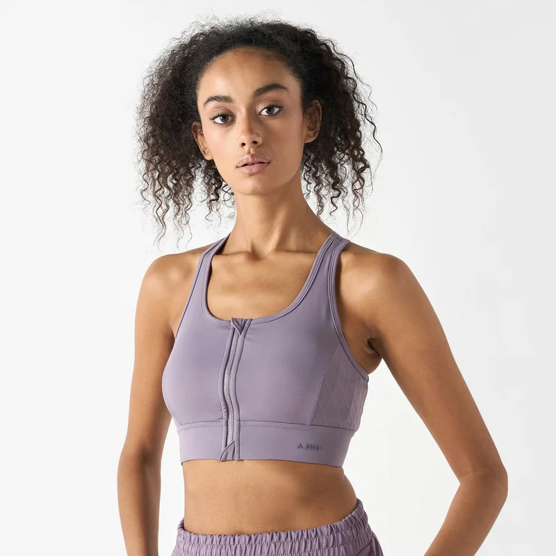 ادوت من سبلاش Solid Racerback Sports Bra with Cutout Detail and Zip Closure