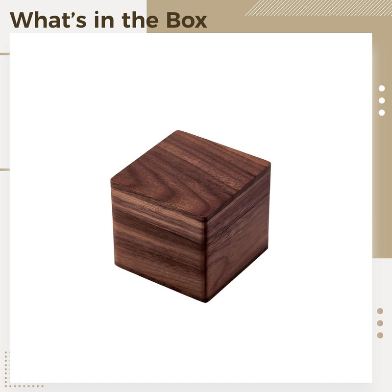 Memorial Urn, Walnut Wood Handcrafted for Dogs and Cats Ashes, Single Compartment, Natural Wood Grain, 3.5 x 3.5 x 3.2 in - Image 4