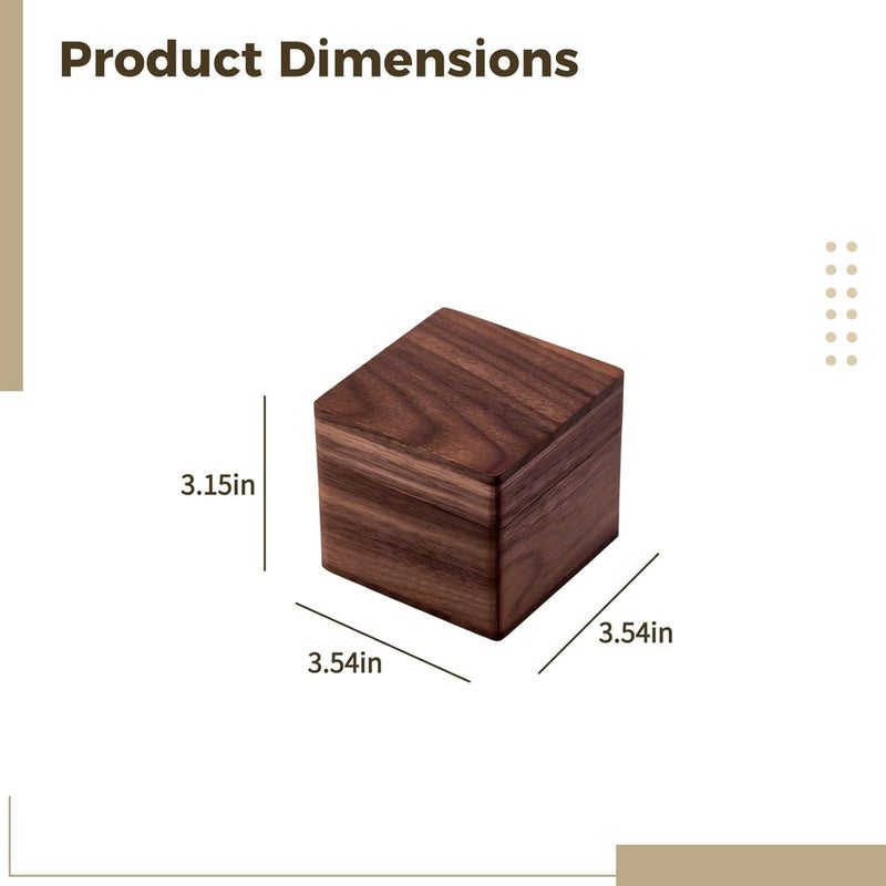 Memorial Urn, Walnut Wood Handcrafted for Dogs and Cats Ashes, Single Compartment, Natural Wood Grain, 3.5 x 3.5 x 3.2 in - Image 5