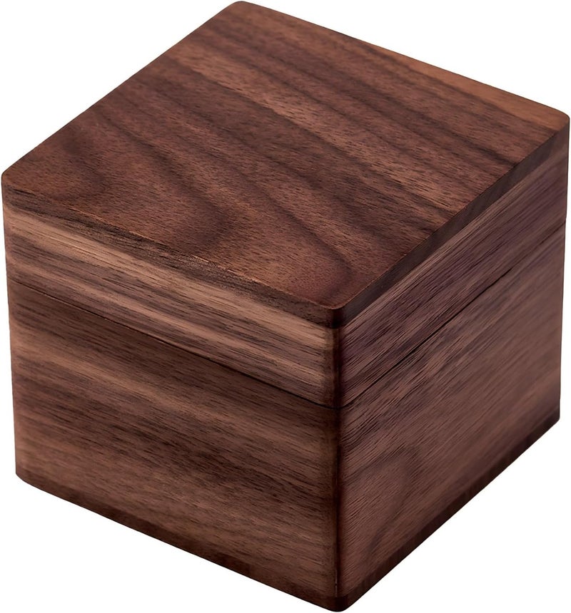 Memorial Urn, Walnut Wood Handcrafted for Dogs and Cats Ashes, Single Compartment, Natural Wood Grain, 3.5 x 3.5 x 3.2 in - Image 1