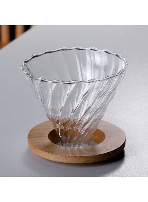 Glass Coffee Dripper with Bamboo Stand (Size 02)