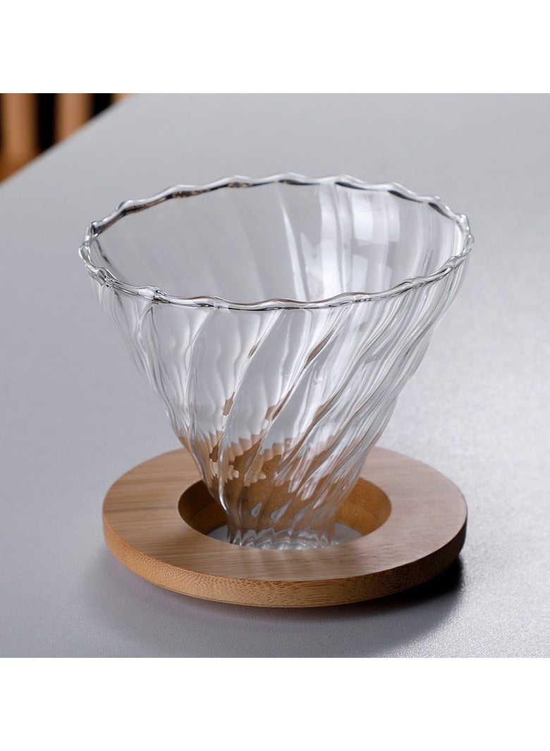 قطّارة قهوة زجاجية مع حامل خيزران (مقاس 02) - Image 1