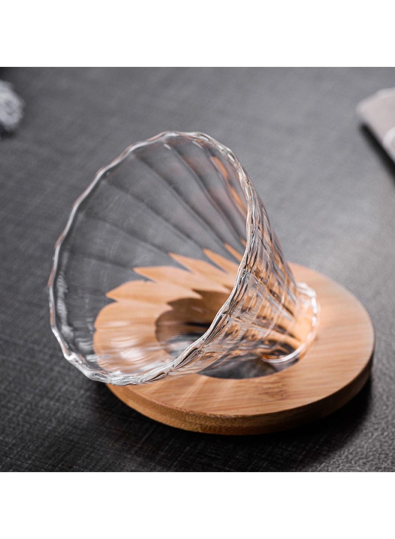 قطّارة قهوة زجاجية مع حامل خيزران (مقاس 02) - Image 3