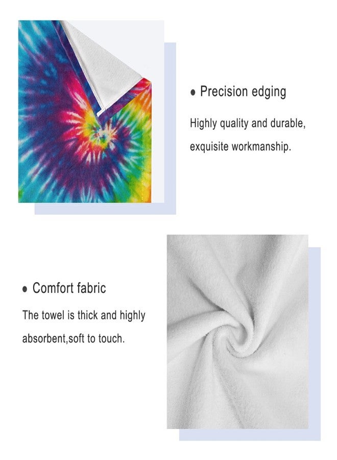 Pfrewn Tie Dye Towels Set of 3 Rainbow Hippie Colors Bathroom Towel Soft Absorbent Chic Abstract Swirl Bath Hand Towels Washcloth Guest Towel Sets Bathroom Decorations - Image 4