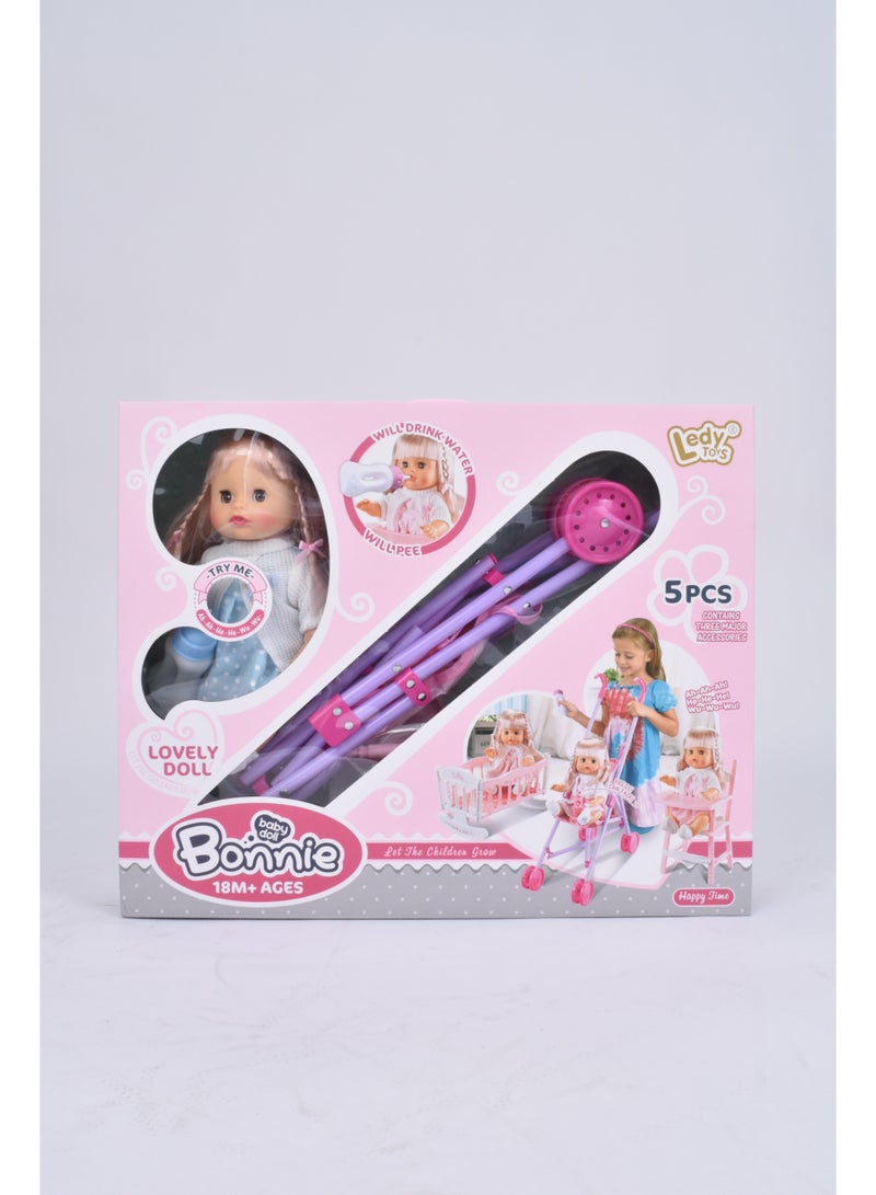 Ledy Toys A Dollhouse with a Stroller, a Bed and a Chair - Image 4