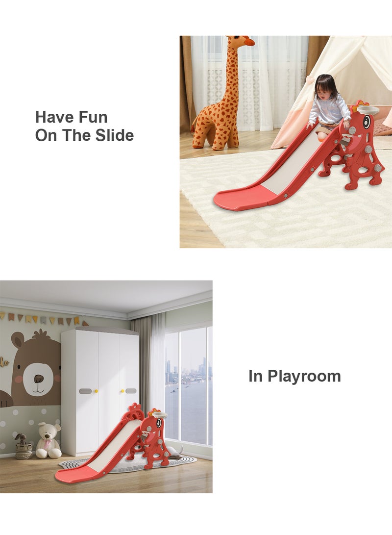 MaBaby Children's Freestanding Slide Indoor Household Small Kids Slide for Toddlers Folding Indoor Freestanding Slide Easy Assemble Children Climber Playset Toy Climber Freestanding Toddler Slide Basketball - Image 2
