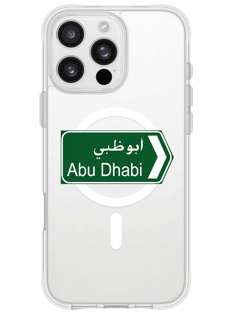 Theodor iPhone 16 Pro Max Magsafe Magnetic Case for iPhone Compatible with Wireless Charging, Shockproof Phone Bumper Cover - abudhabi sign board - Image 1