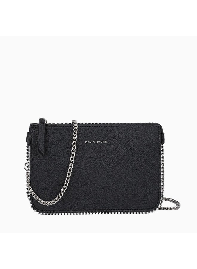 David Jones crossbody faux leather model CM8212 | Croco leather design crossbody bag with chain strap for passport and documents | Casual Daily crossbody and shoulder compact bag - Image 1