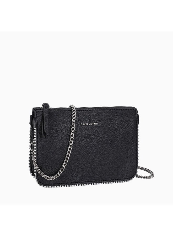 David Jones crossbody faux leather model CM8212 | Croco leather design crossbody bag with chain strap for passport and documents | Casual Daily crossbody and shoulder compact bag - Image 2
