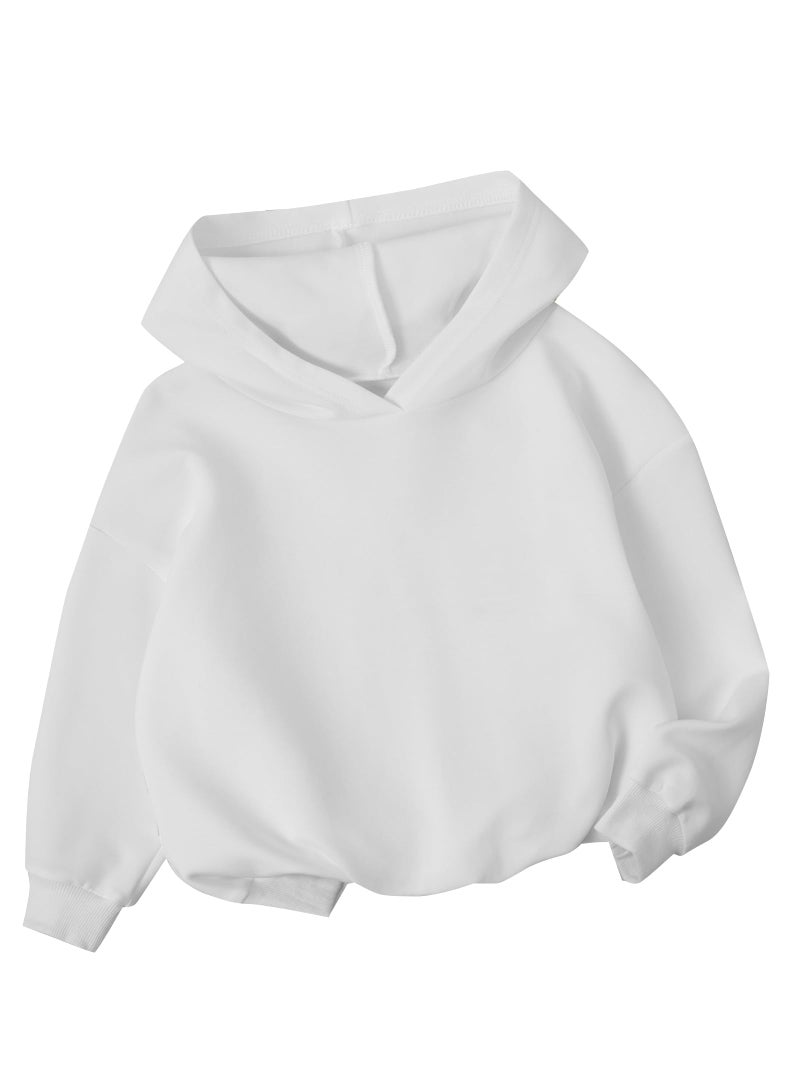 Ecolala Girls Long Sleeve Hooded Sweatshirt Thick Graphic Hoodie Cute Pullovers Tops White 9-10Y - Image 5