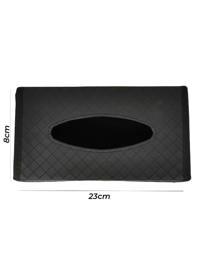 PU Leather Tissue Box Holder for Car, Home & Office Foldable Napkin Storage Case with Diamond Pattern Design Durable Waterproof Tissue Organizer for Dashboard, Table, Bedroom, Kitchen & Bathroom Easy Refill and Strong Structure - Image 3