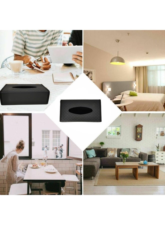 PU Leather Tissue Box Holder for Car, Home & Office Foldable Napkin Storage Case with Diamond Pattern Design Durable Waterproof Tissue Organizer for Dashboard, Table, Bedroom, Kitchen & Bathroom Easy Refill and Strong Structure - Image 2