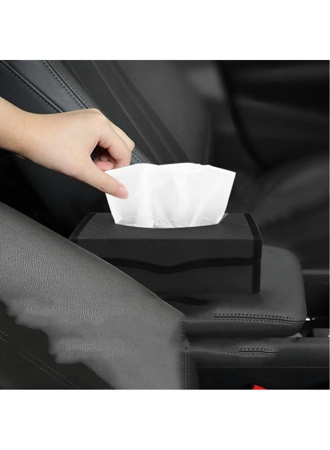 PU Leather Tissue Box Holder for Car, Home & Office Foldable Napkin Storage Case with Diamond Pattern Design Durable Waterproof Tissue Organizer for Dashboard, Table, Bedroom, Kitchen & Bathroom Easy Refill and Strong Structure - Image 5