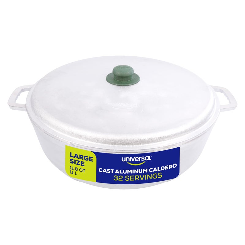 Universal (Professional Large) Caldero 32 Cups - 11.6 QT / 11 L, Stainless Aluminum Pot, Even Heat Distribution and Fast Cooking Dutch Oven Pot, Ergonomic Handles, Ideal for Rice, and French Fries - Image 1
