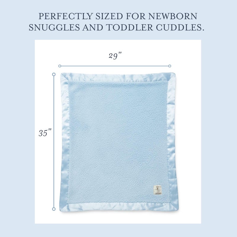 Little Giraffe Chenille Baby Blanket â€“ 29x35â€ Soft Chenille with Satin Trim, Blue - Ultra-Soft, Gentle & Safe, Lightweight & Breathable - Ideal for Newborns & Toddlers - Image 3