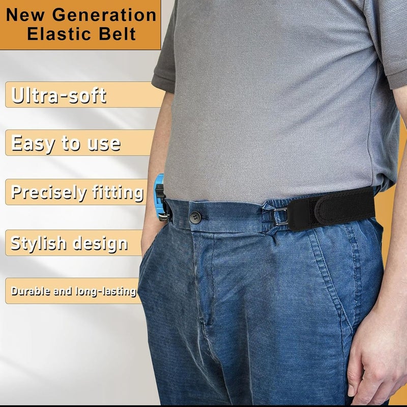4PCS Buckleless Belt for Men,Tactical Metal Hook Elastic Belt,Invisible Adjustable Side Belt,Unisex Waist for Outdoor & Work Comfortable/Black and Brown - Image 4