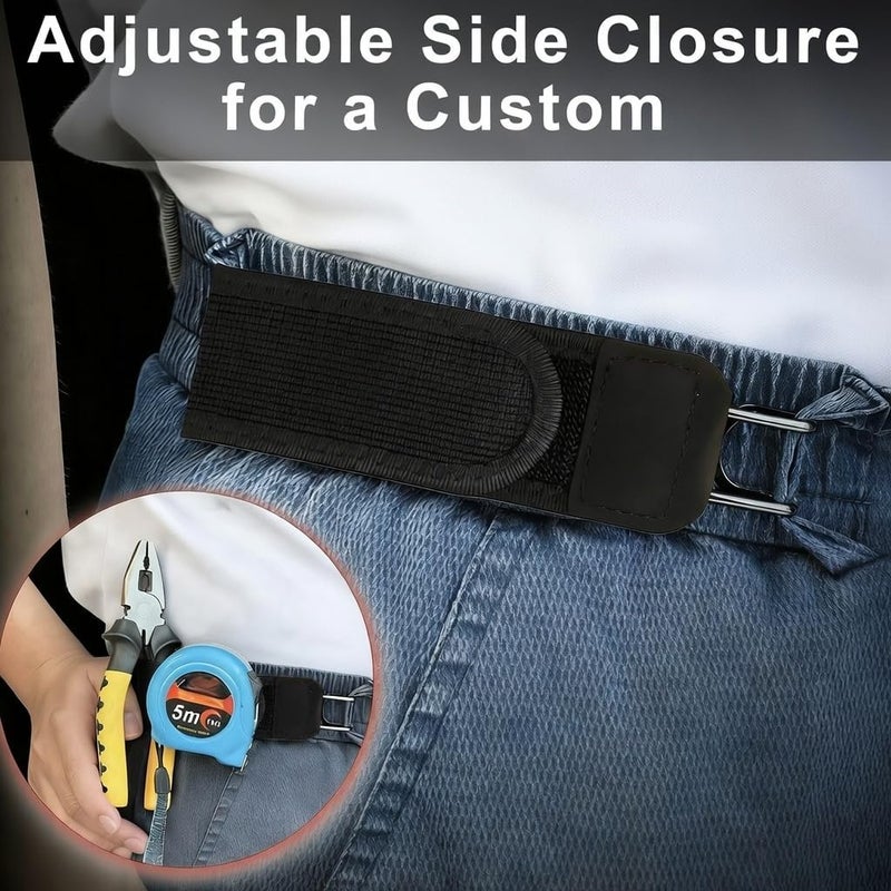4PCS Buckleless Belt for Men,Tactical Metal Hook Elastic Belt,Invisible Adjustable Side Belt,Unisex Waist for Outdoor & Work Comfortable/Black and Brown - Image 3