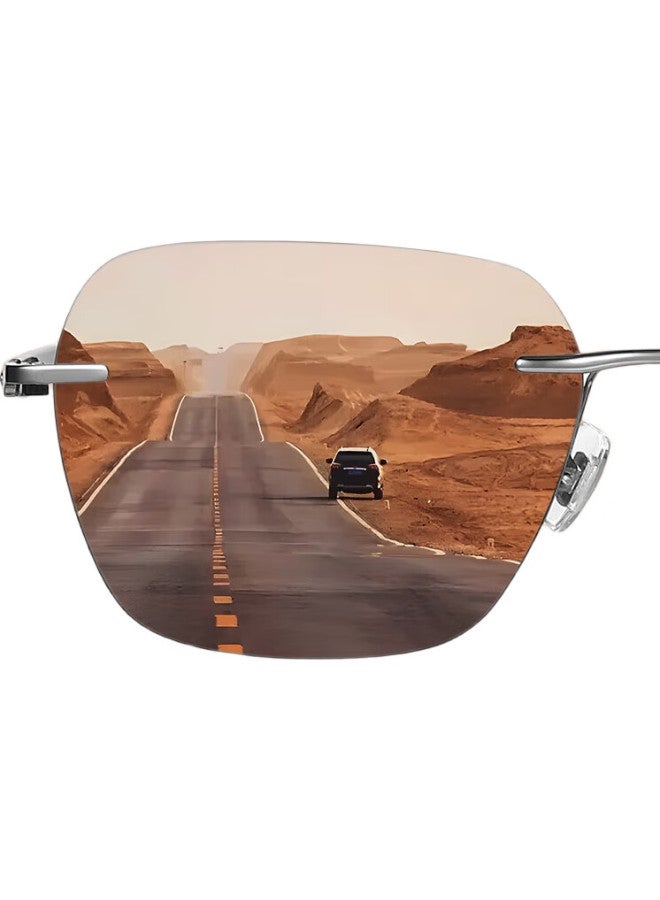 CAPONI Carbon Fiber Photochromic Sunglasses Men Polarized Day And Night Dual-Use Driving Special Frameless Uv Protection Glasses - Image 2