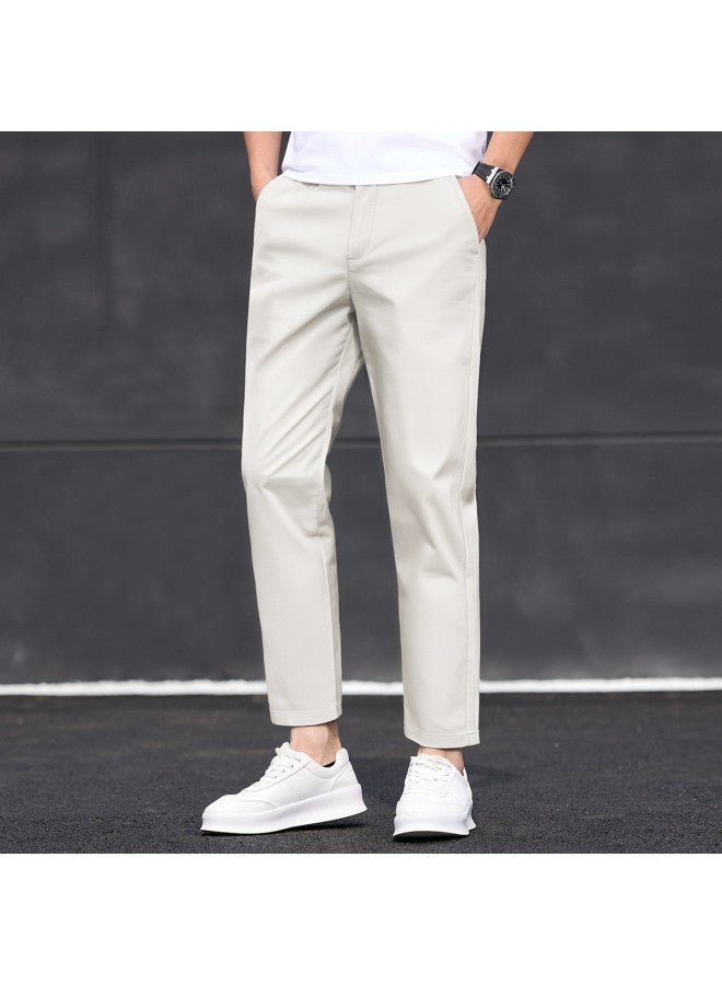 FOLUNSI men's Casual Cropped Trousers - Versatile Office Chinos Straight Fit Thin Style - Image 4