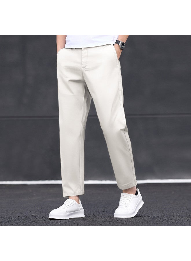 FOLUNSI men's Casual Cropped Trousers - Versatile Office Chinos Straight Fit Thin Style - Image 3