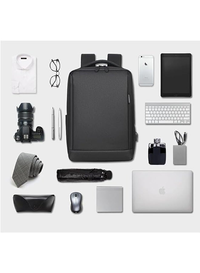 Miya Business Laptop Bag, Waterproof Backpack with USB Charging for 15.6 Inch Notebook, Laptop Bag with 30% Capacity Expansion (Black) - Image 2