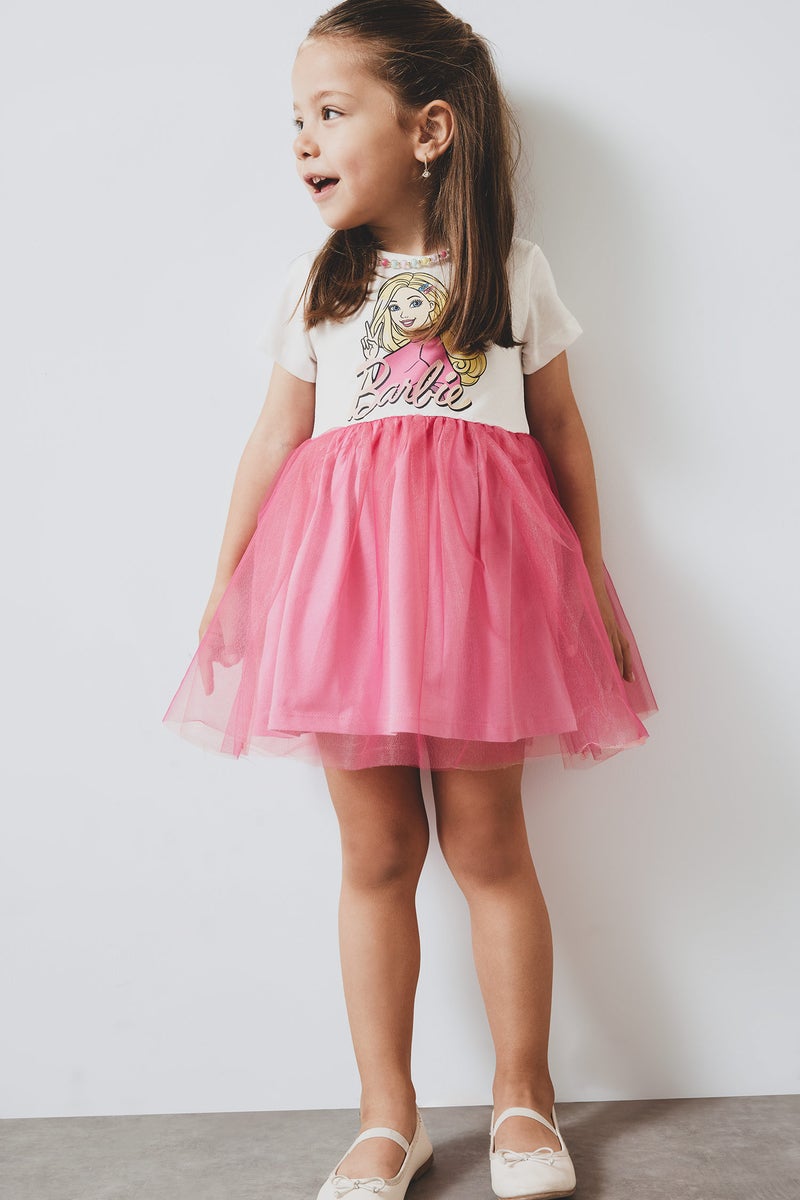 ديفاكتو فستان بيبي بناتي تول قصة عادية من باربي - Image 2