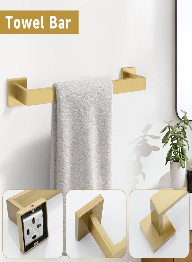 TNOMS Brushed Gold 5 Pieces Bathroom Hardware Accessories Set Towel Bar Set Towel Holder&Racks Set for Bathroom,SUS304 Stainless Steel,Wall Mounted 16-Inch - Image 2