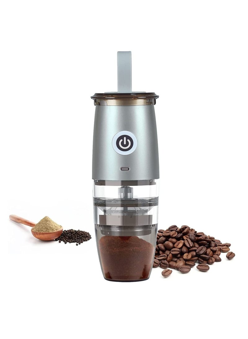 Portable Electric Burr Coffee Grinder, Electric Coffee Bean Grinder, Adjustable Automatic Conical Burr Grinder with 5 Precise Grind Settings for Espresso/Drip Coffee/Drip Coffee/French Press (Sliver) - Image 1