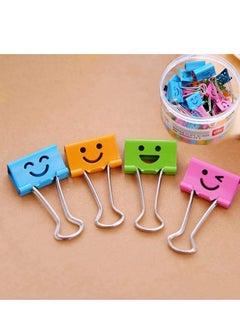 Medium Metal Paper Clips Assorted, 48 Pack Colored Binder Clips with Cute Lovely Hollow Smiling Face/Multi-Color Photo File Paper Document Clip Clamp Organizer for Office Home (25mm)