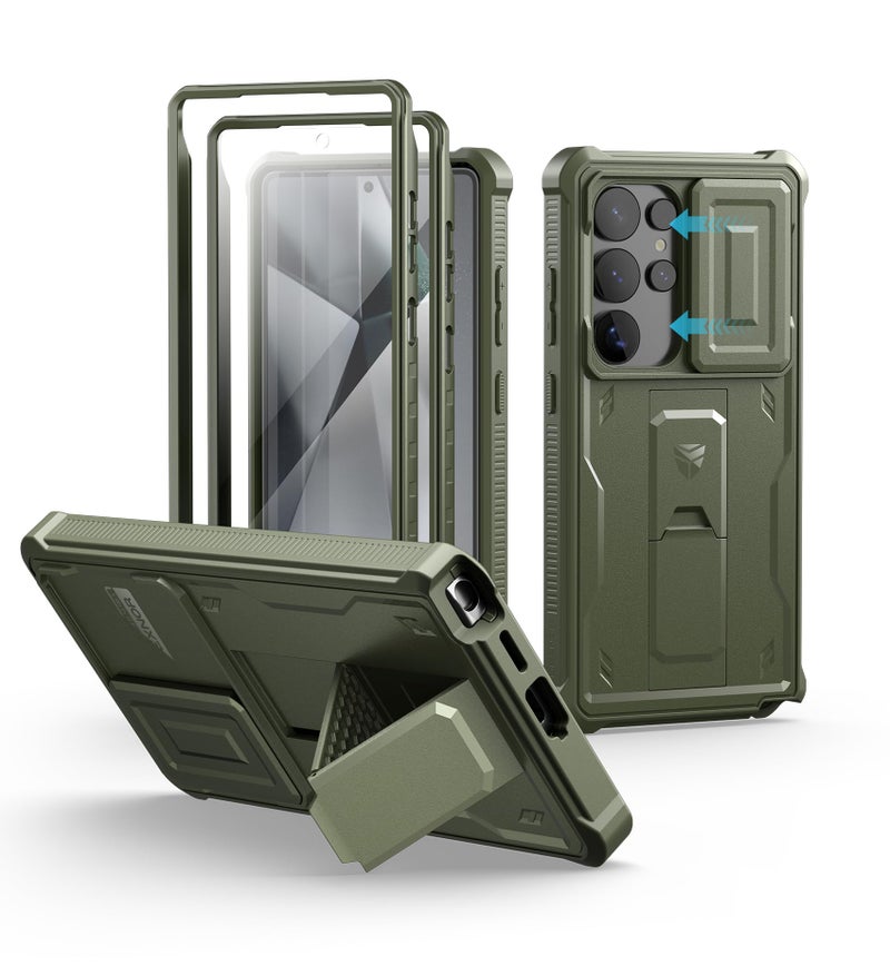 Dexnor for Samsung Galaxy S25 Ultra Case with Builtin Slide Camera Cover Screen Protector Kickstand HeavyDuty Shockproof Rugged Case FullBody Bumper Cover for Galaxy S25 Ultra2025Army Green - Image 2