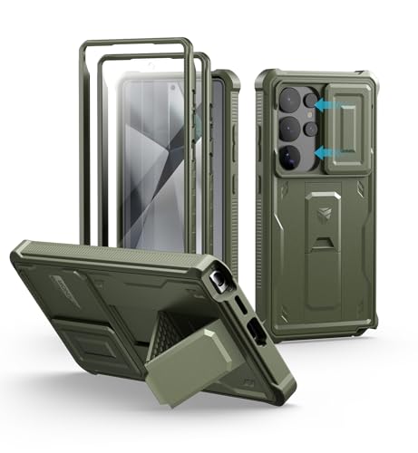 Dexnor for Samsung Galaxy S25 Ultra Case with Builtin Slide Camera Cover Screen Protector Kickstand HeavyDuty Shockproof Rugged Case FullBody Bumper Cover for Galaxy S25 Ultra2025Army Green - Image 1