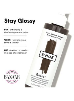 dpHUE dpHUE Gloss+, Cool Medium Brown - 6.5 oz (8-12 Applications) - Semi-Permanent Hair Color & Conditioner - Lasts Up to Eight Washes - Paraben, SLS & SLES Sulfate Free - Vegan, Leaping Bunny Certified  - Image 2