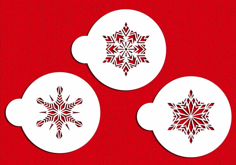 Designer Stencils C277 Crystal Snowflakes Cookie Stencils Small BeigeSemiTransparent - Image 1