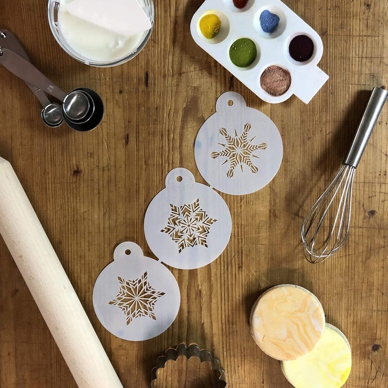 Designer Stencils C277 Crystal Snowflakes Cookie Stencils Small BeigeSemiTransparent - Image 5