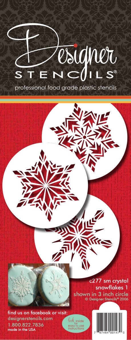 Designer Stencils C277 Crystal Snowflakes Cookie Stencils Small BeigeSemiTransparent - Image 4