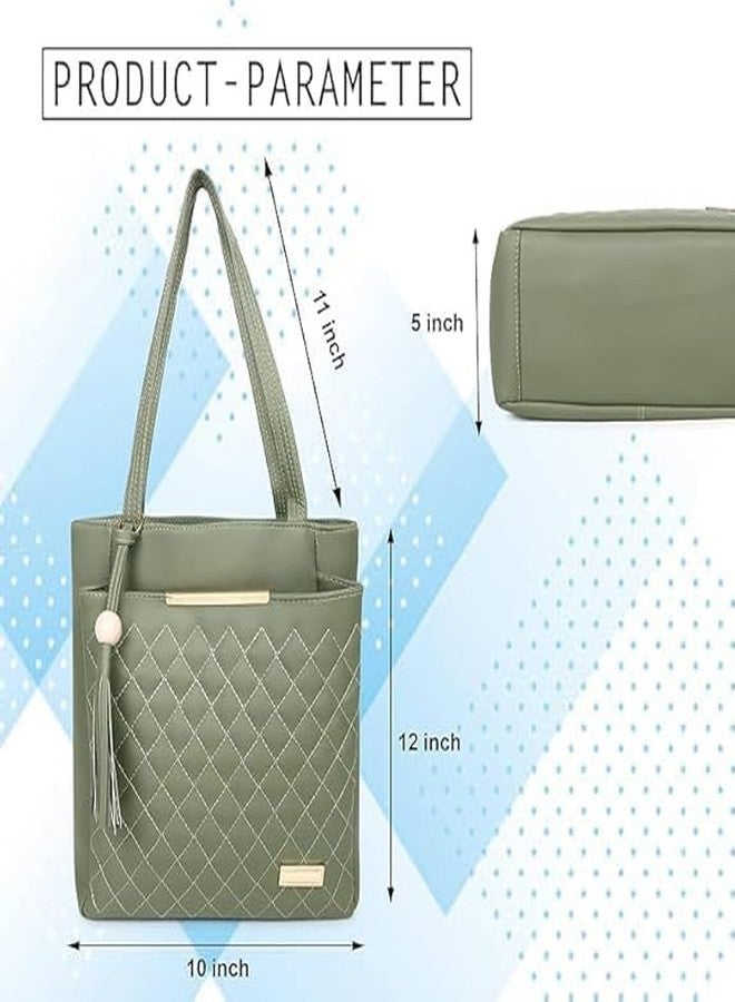 Purse Pulse Women Fashion Handbags Tote Purses Stylish Ladies Women and Girls Handbag for Office Bag Ladies Travel Shoulder Bag Tote for College Girls (Green) - Image 3