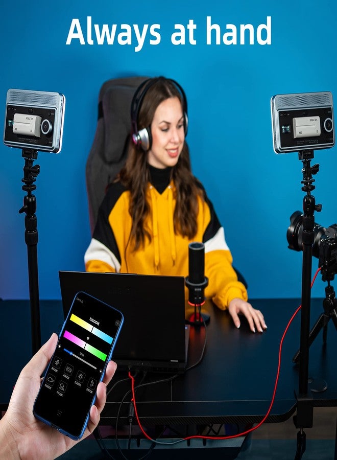 فيلتروكس مصباح LED من فيلتروكس بقوة 18 واط، نطاق درجة حرارة اللون من 2800 إلى 6800 كلفن، مؤشر تجسيد اللون 95+، مناسب لكاميرات الفيديو، بقوة إضاءة 1800 لومن، مصباح LED قابل للتحكم، مناسب للهواتف الذكية، مصباح إضاءة قابل للتعتيم، مع 10 تأثيرات إضاءة للتصوير الفوتوغرافي، مناسب لليوتيوب وتيك توك - Image 3