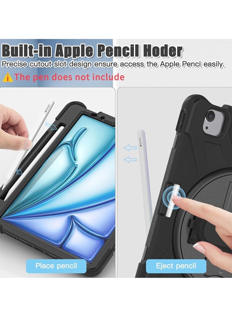 general Kids Case for iPad Air 13 inch M2 2024, Heavy Duty Rugged Durability Silicone Tablet Cover with 360° Rotating Hand Strap Hidden Stand & Shoulder Strap - Image 5