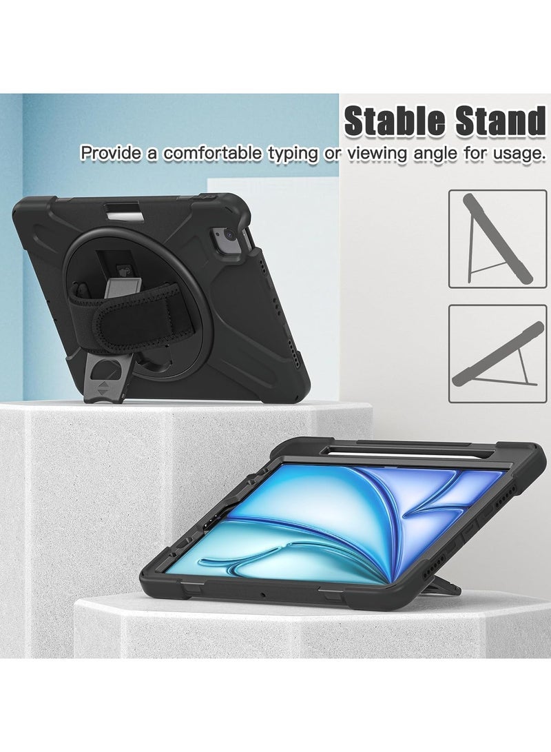 general Kids Case for iPad Air 13 inch M2 2024, Heavy Duty Rugged Durability Silicone Tablet Cover with 360° Rotating Hand Strap Hidden Stand & Shoulder Strap - Image 2