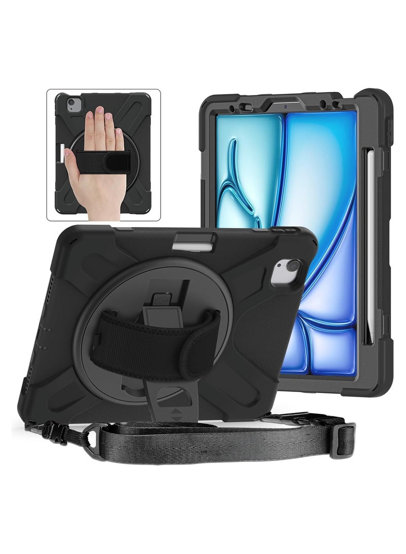 general Kids Case for iPad Air 13 inch M2 2024, Heavy Duty Rugged Durability Silicone Tablet Cover with 360° Rotating Hand Strap Hidden Stand & Shoulder Strap - Image 1