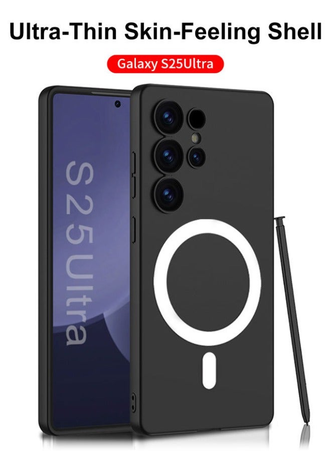 Samsung Galaxy S25 Ultra Case, Slim Liquid Silicone Skin Feeling Case Compatible with Magsafe for Samsung S25 Ultra, Anti-Drop Shockproof, Anti-Yellowing, Anti-Scratch Slim Case Cover for Galaxy S25 Ultra 6.9 inch, Black