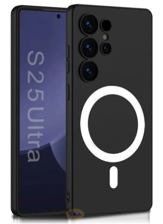 جي كي كي جراب Samsung Galaxy S25 Ultra، جراب رفيع من السيليكون السائل متوافق مع Magsafe لهاتف Samsung S25 Ultra، جراب رفيع مضاد للصدمات ومضاد للاصفرار ومضاد للخدش لهاتف Galaxy S25 Ultra مقاس 6.9 بوصة، أسود  - Image 1