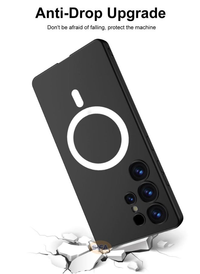 جي كي كي جراب Samsung Galaxy S25 Ultra، جراب رفيع من السيليكون السائل متوافق مع Magsafe لهاتف Samsung S25 Ultra، جراب رفيع مضاد للصدمات ومضاد للاصفرار ومضاد للخدش لهاتف Galaxy S25 Ultra مقاس 6.9 بوصة، أسود  - Image 3