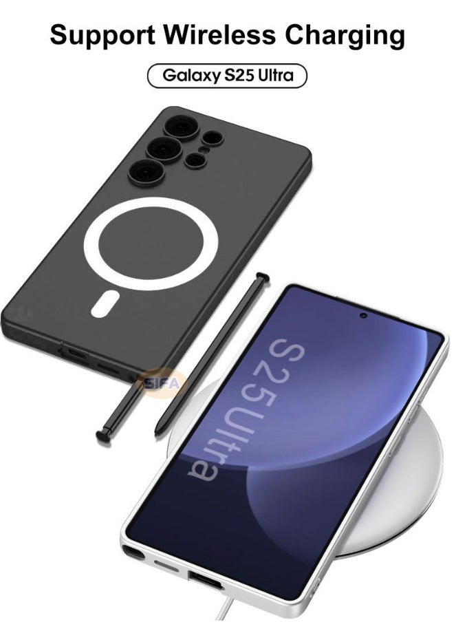جي كي كي جراب Samsung Galaxy S25 Ultra، جراب رفيع من السيليكون السائل متوافق مع Magsafe لهاتف Samsung S25 Ultra، جراب رفيع مضاد للصدمات ومضاد للاصفرار ومضاد للخدش لهاتف Galaxy S25 Ultra مقاس 6.9 بوصة، أسود  - Image 4