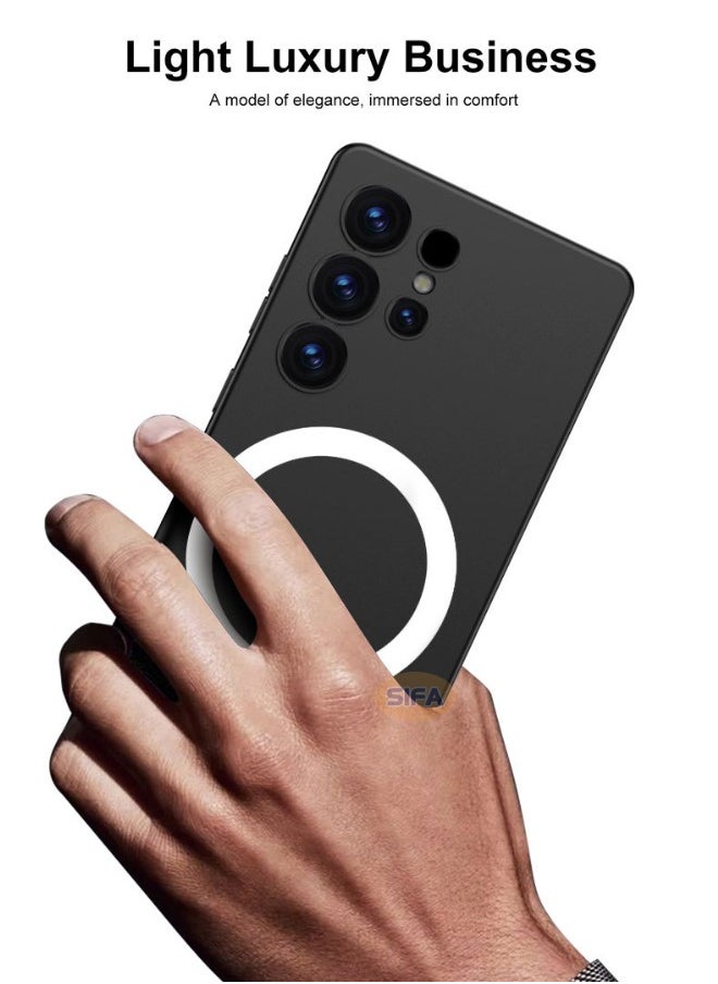 جي كي كي جراب Samsung Galaxy S25 Ultra، جراب رفيع من السيليكون السائل متوافق مع Magsafe لهاتف Samsung S25 Ultra، جراب رفيع مضاد للصدمات ومضاد للاصفرار ومضاد للخدش لهاتف Galaxy S25 Ultra مقاس 6.9 بوصة، أسود  - Image 5