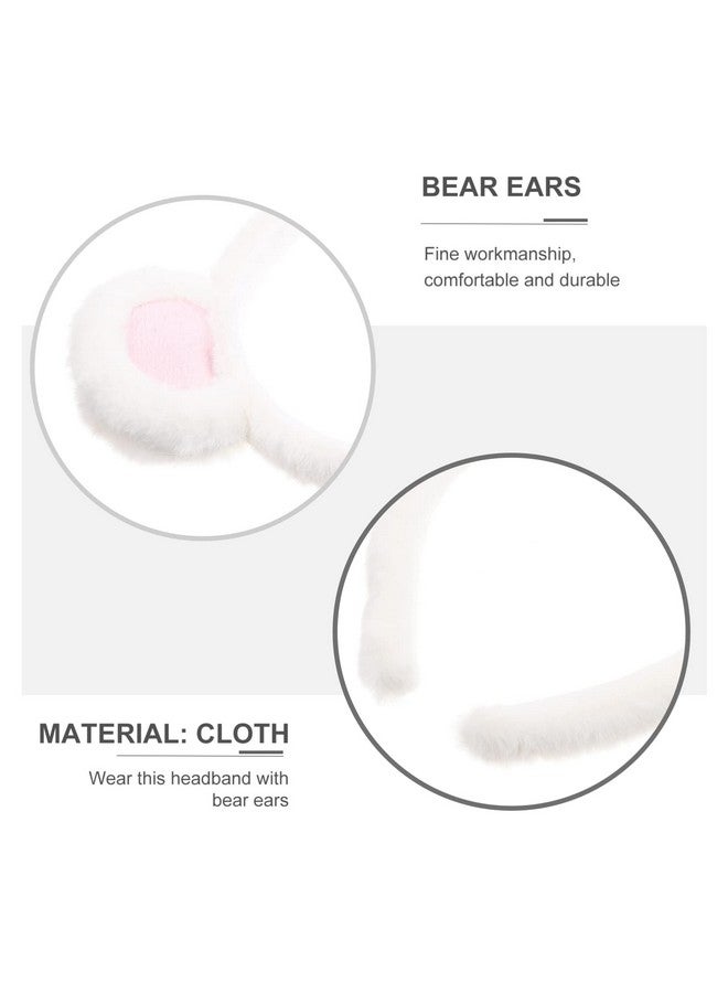 SOLUSTRE Olustre Bear Ears Headband Cloth Bear Face Wash Headband Adorable Head Wear For Women And Kids White - Image 5