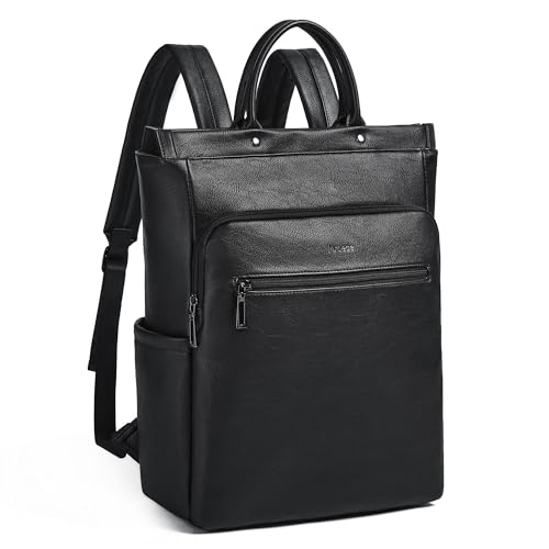 Mroede Leather Laptop Backpack for Women Travel Backpack Purse Fits 156 Inch Laptop Casual Daypack with Laptop Compartment for Men Teachers College Work Business Nurse Weekender Black - Image 1
