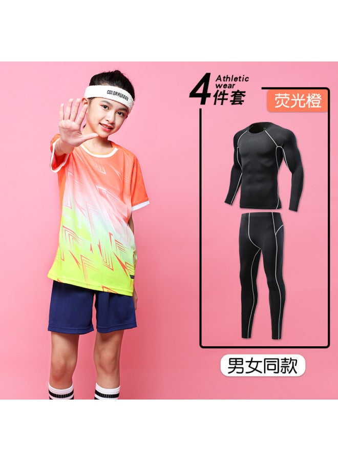 Children's Football Suit Four-piece Set Men's Autumn And Winter Competition Team Uniform Children's Long-sleeved Sports Appearance Suit Jersey Fashion Printing